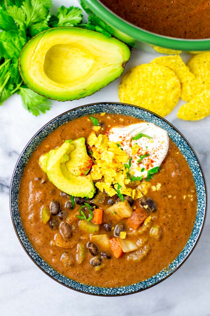 Top view on the Black Bean Soup.