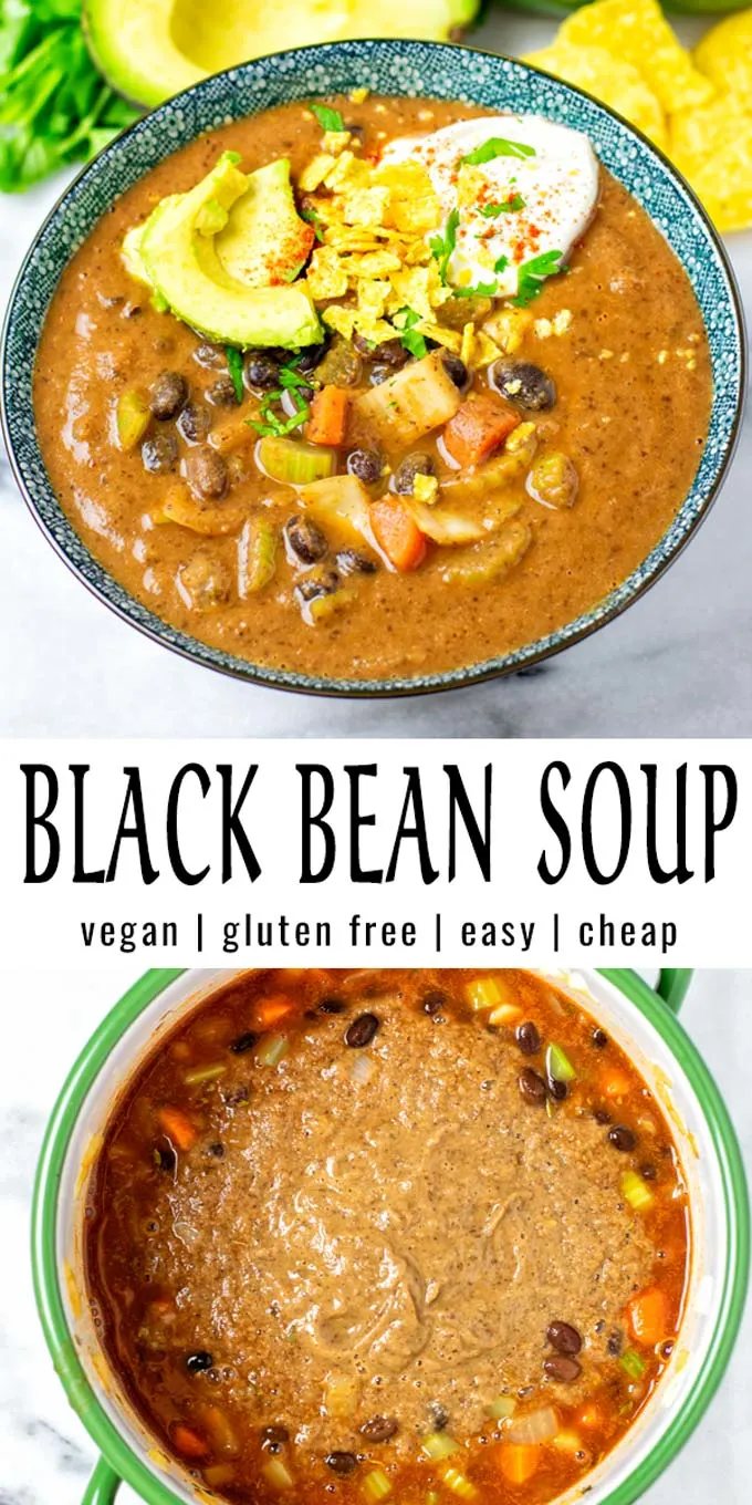 Easy, budget friendly and full of flavor: this Black Bean Soup is a keeper that the whole family will enjoy. It is ready in under 20 minutes and will save you a good amount of time using canned black beans. #vegan #dairyfree #glutenfree #vegetarian #dinner #lunch #mealprep #contentednesscooking #blackbeansoup #20minutemeals 