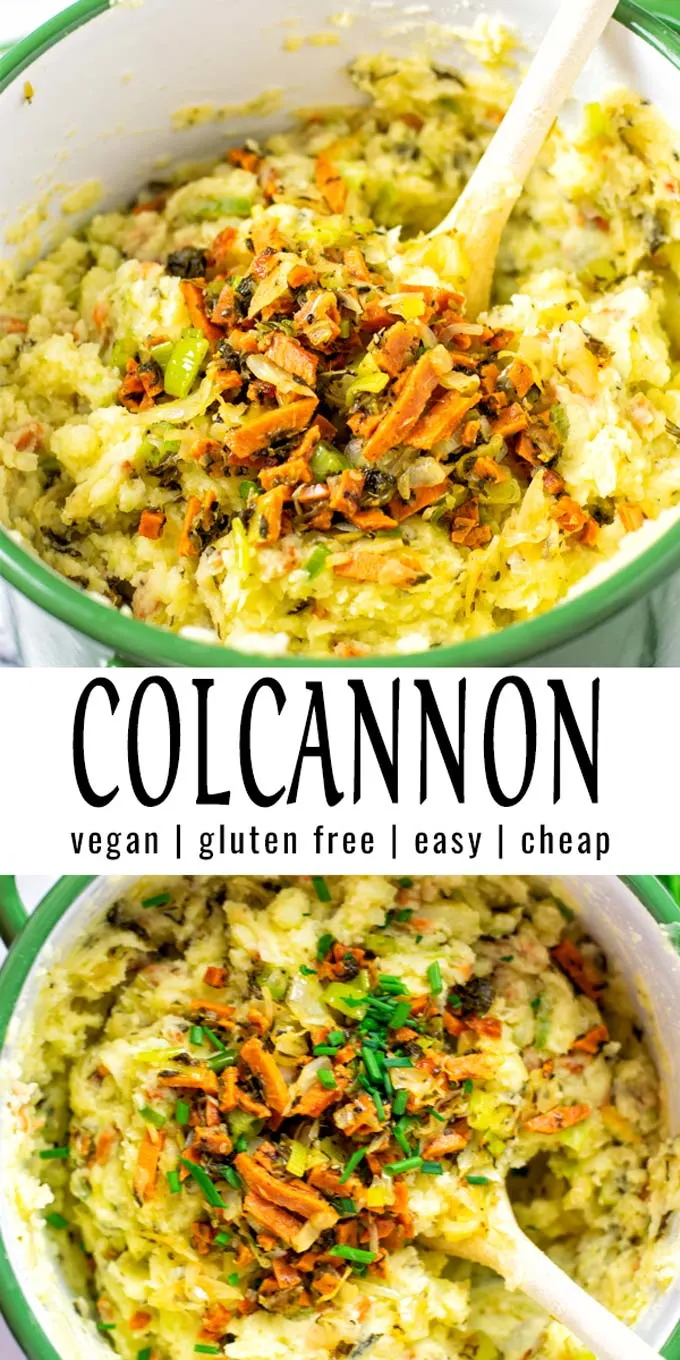 Collage of two pictures of this Colcannon recipe, with recipe title text.