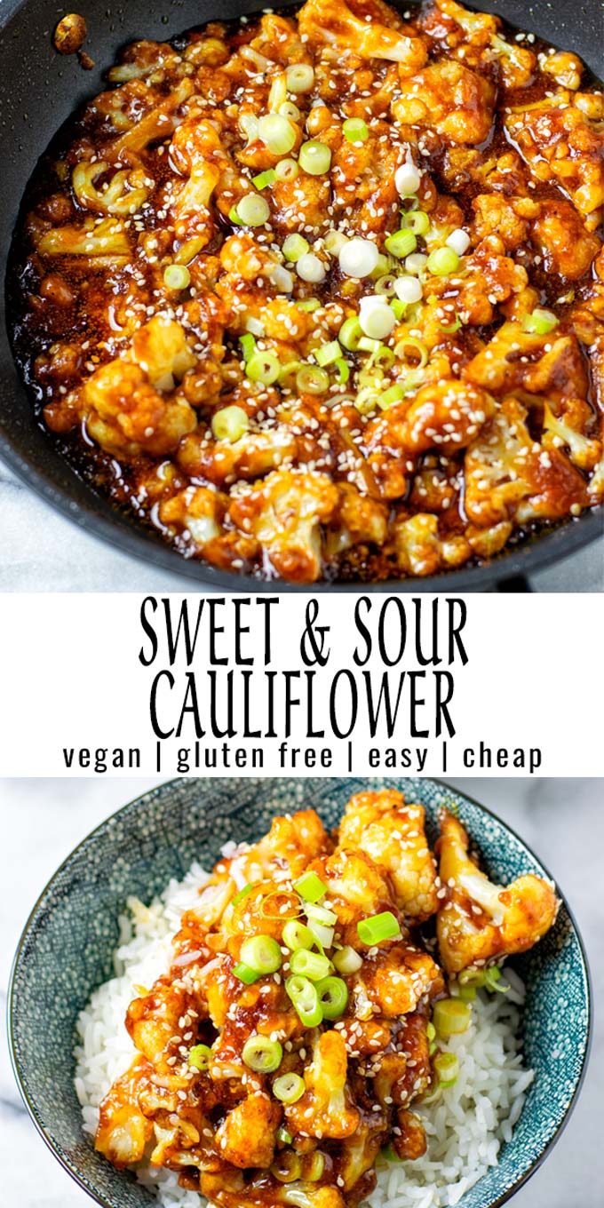 Easy to make and taste so good: this Sweet and Sour Cauliflower is a keeper that the whole family will eat. Serve alone or with rice, so yummy. #vegan #dairyfree #vegetarian #glutenfree #contentednesscooking #dinner #lunch #mealprep #sweetandsourcauliflower