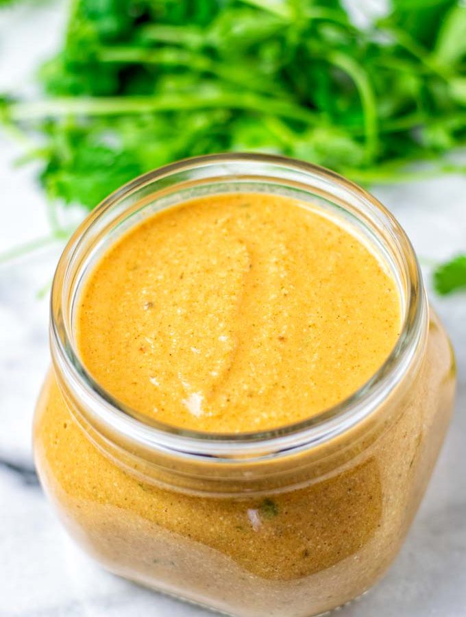 Tikka Masala Sauce in a glass jar.