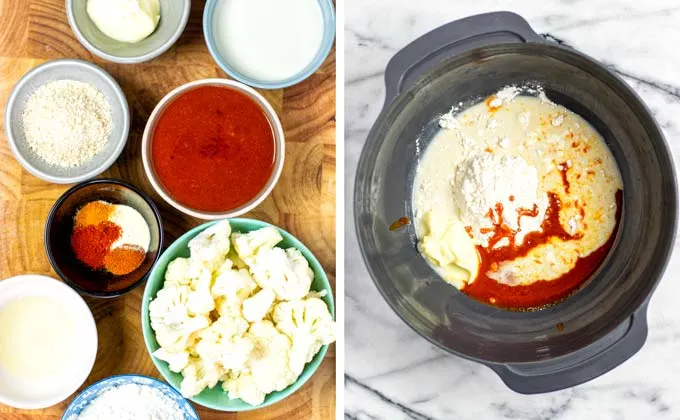 Ingredients needed to make these baked Cauliflower Wings.