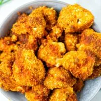 Closeup on Cauliflower Wings in a bowl.