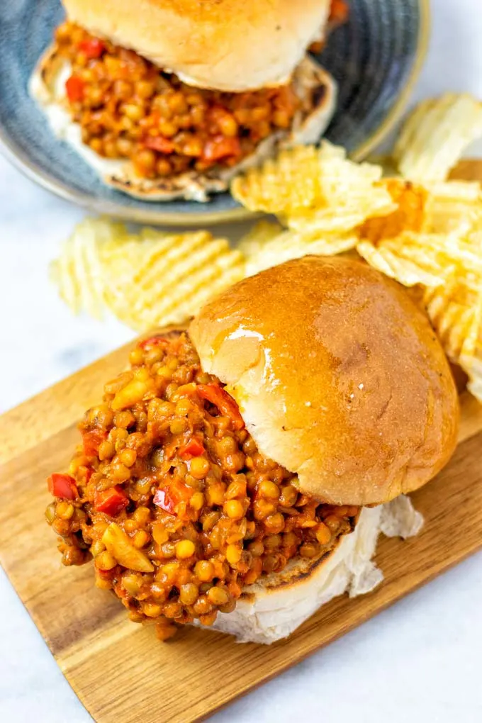 Closeup on an opened Sloppy Joes.