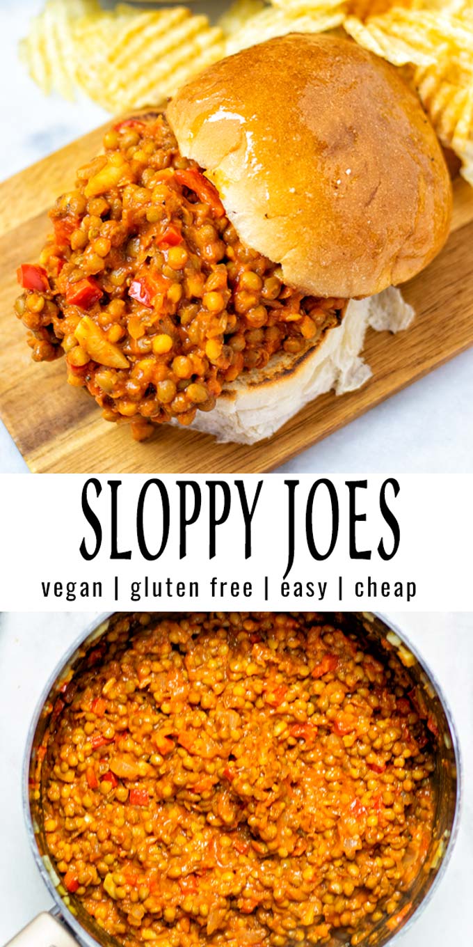 Collage of two pictures of the Sloppy Joes with recipe title text.