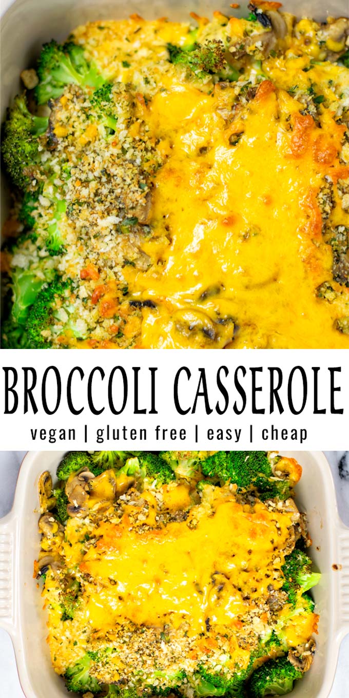 Collage of two pictures of the Broccoli Casserole with recipe title text.