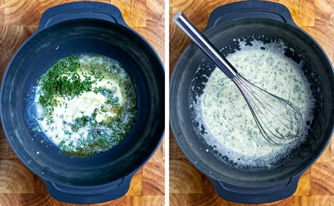 Showing the mixing of the Ranch Dressing ingredients.