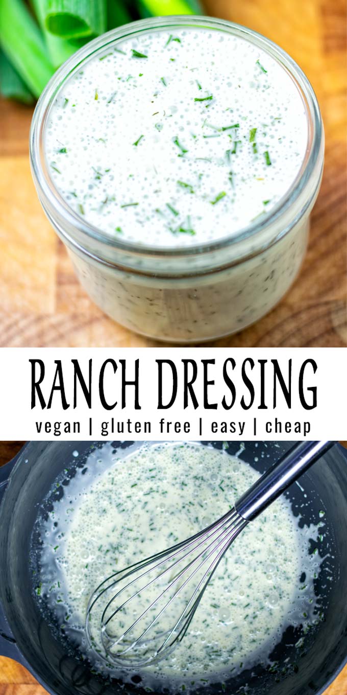 Collage of two pictures of the Ranch Dressing with recipe title text.