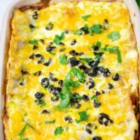 Baked Mexican Lasagna with fresh cilantro given over it.
