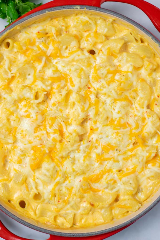 Top view of the Southern Mac and Cheese Mac and Cheese.