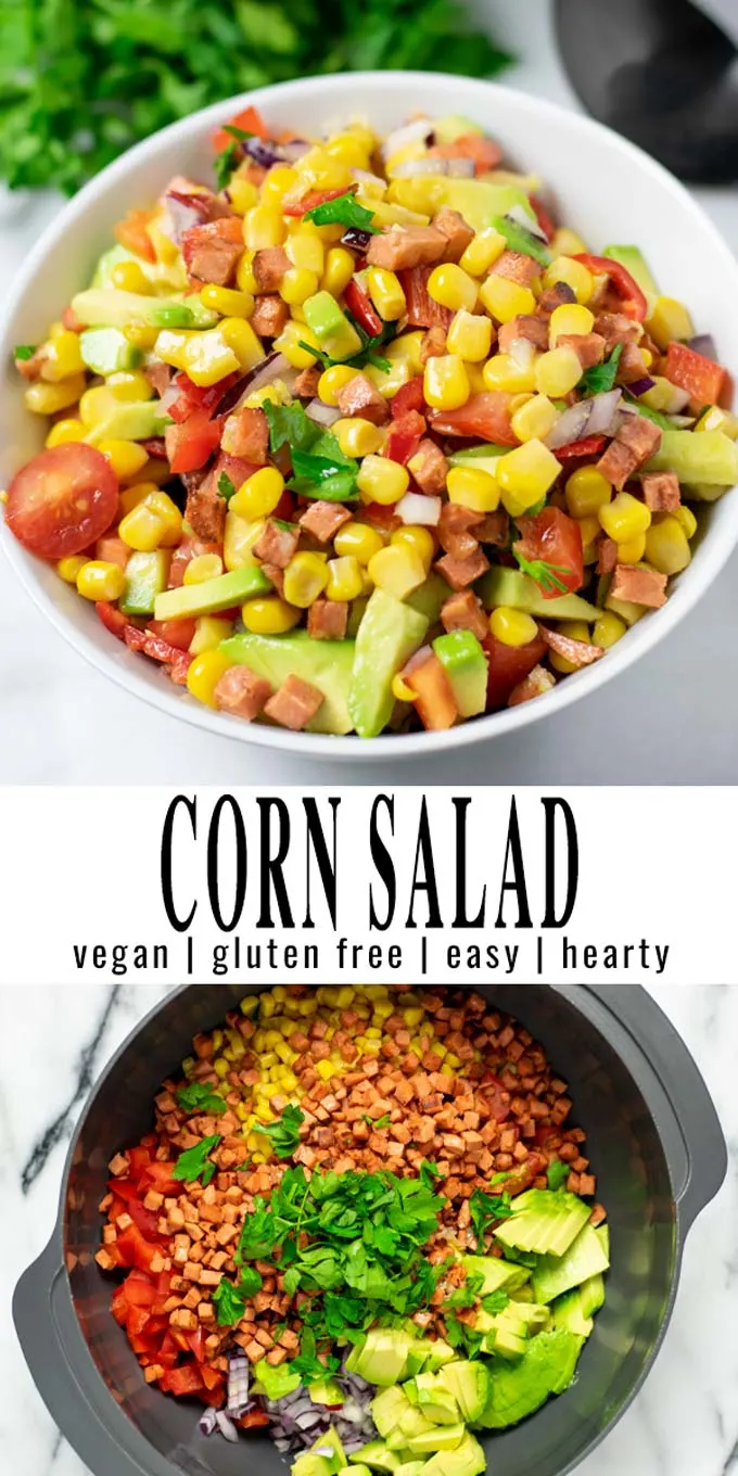 Collage of two pictures of the Corn Salad with recipe title text.