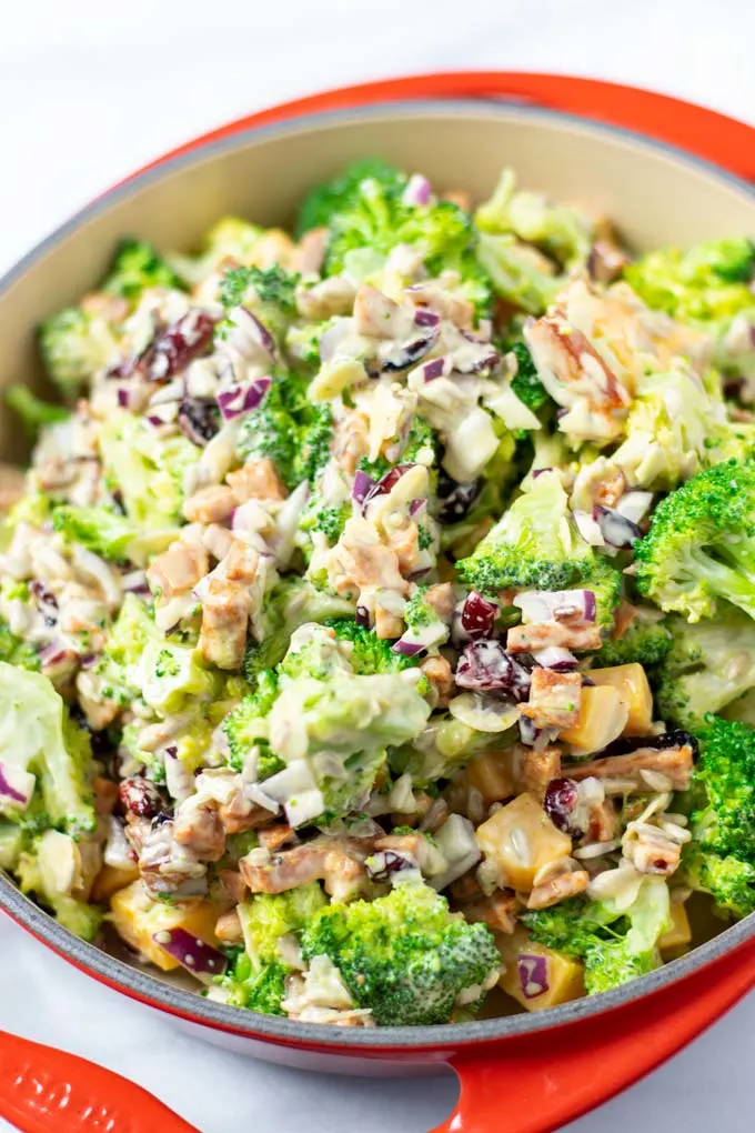 Broccoli Salad in a serving bowl.