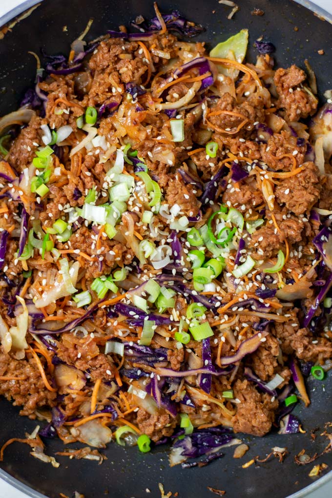 Top view of the Egg Roll in a Bowl.