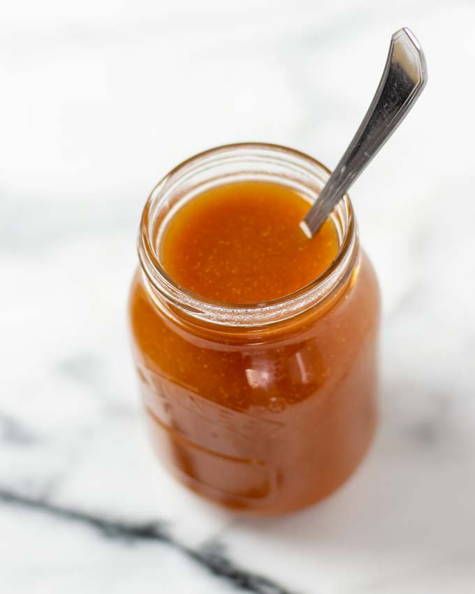 The Hawaiian Sauce in a glass jar.