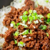 Closeup of the Korean Rice in a pan.