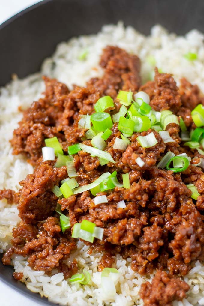 Closeup of the Korean Rice in a pan.