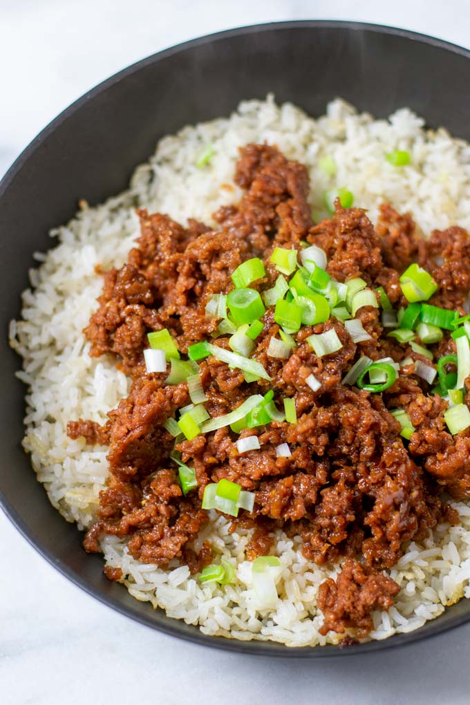 Top view of the Korean Rice ready to be served.