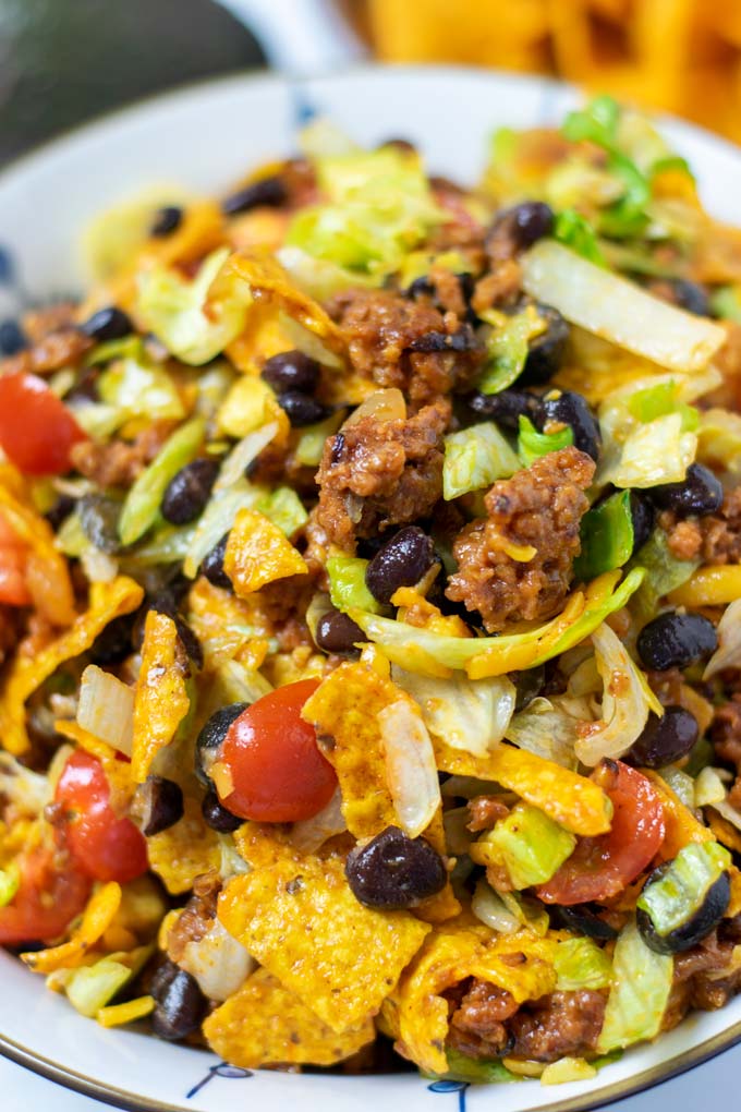 Close Up to the Dorito Taco Salad.