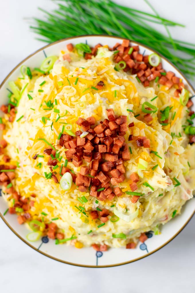 Top view of the Loaded Mashed Potatoes.