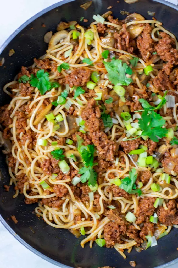 Top view of the Mushroom Noodles.