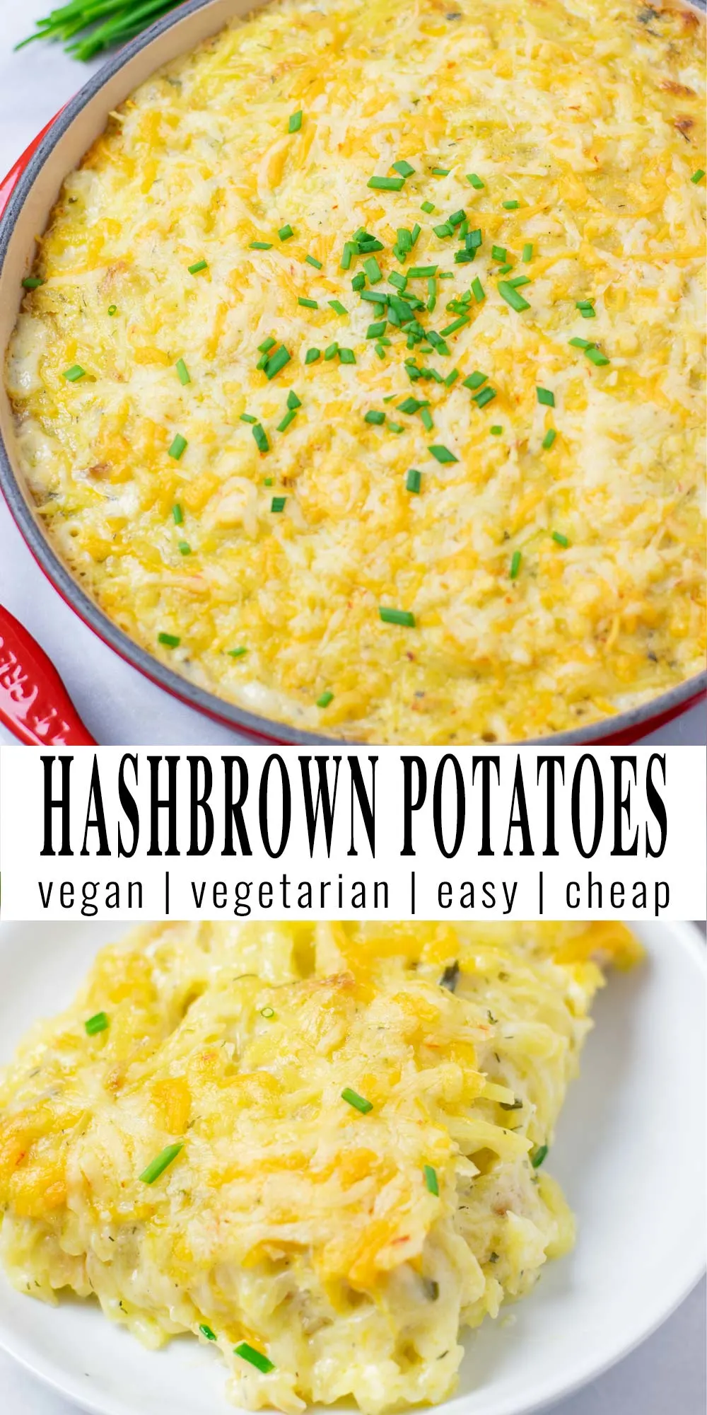 Collage of two pictures of the Hashbrown Potatoes with recipe title text.