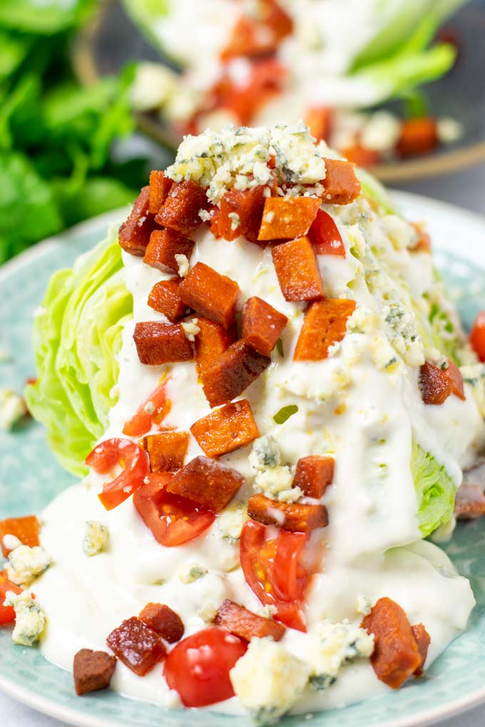 Closeup view of the Wedge Salad.