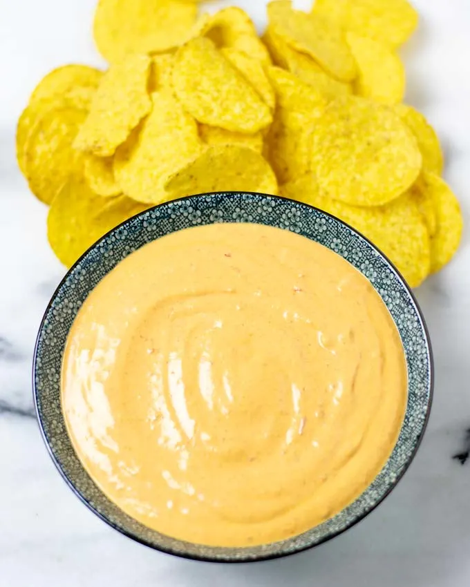 A large bowl of the Chipotle Sauce with tortilla chips.