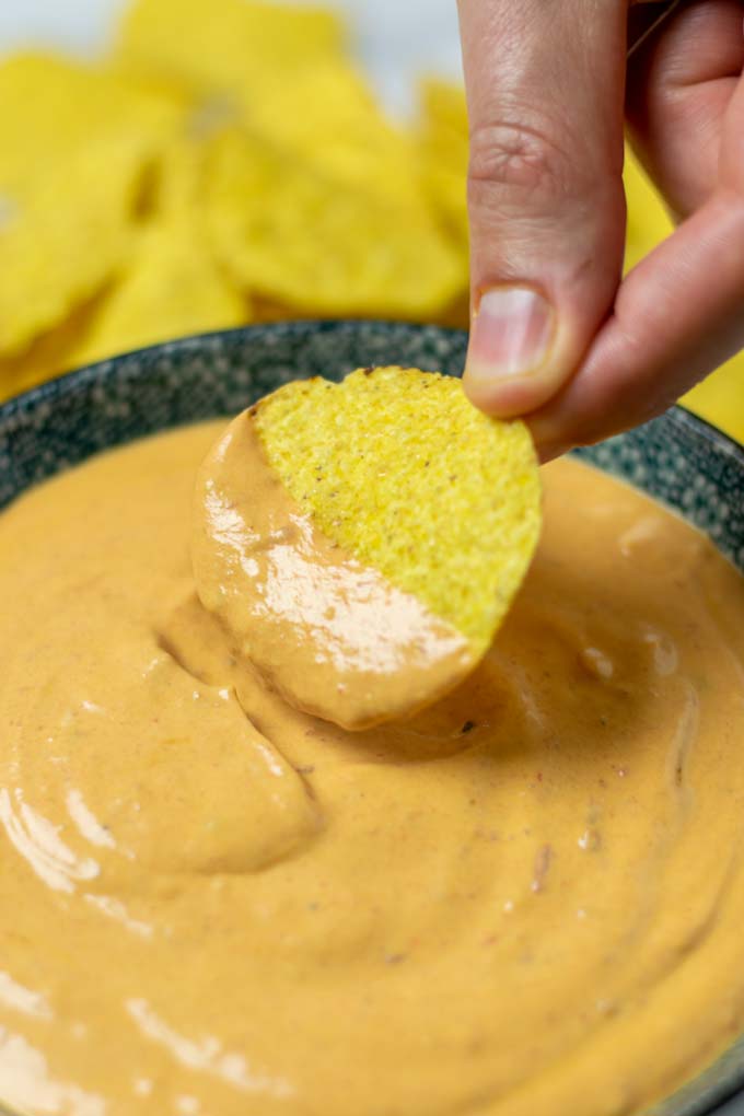 Closeup view of a tortilla chip.