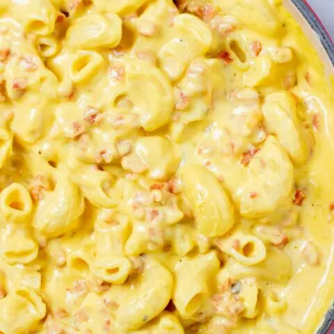 Closeup of the Bacon Mac and Cheese.