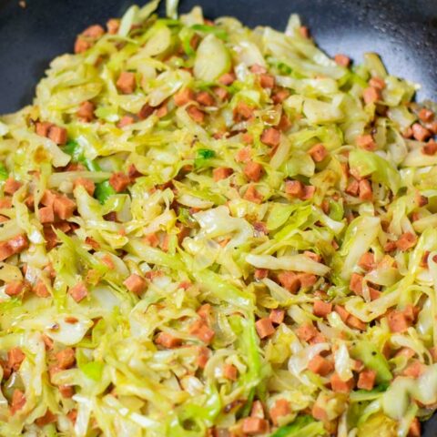 Close up of the Fried Cabbage.