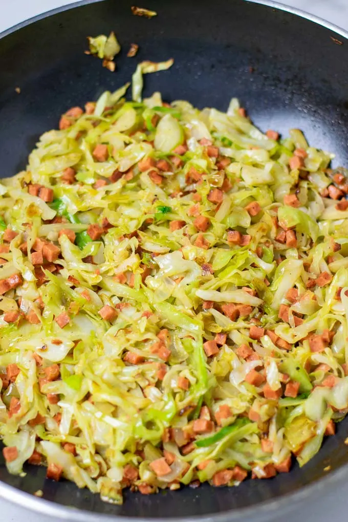 Close up of the Fried Cabbage.