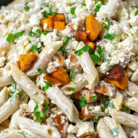 Ready Sweet Potato Pasta in a large serving bowl.