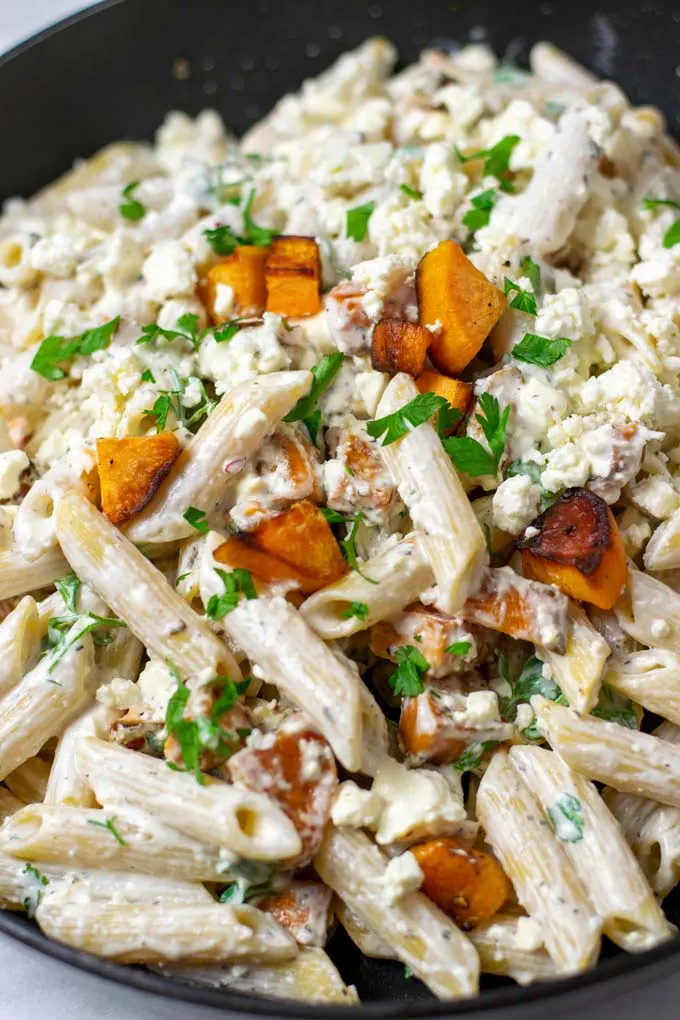 Ready Sweet Potato Pasta in a large serving bowl.