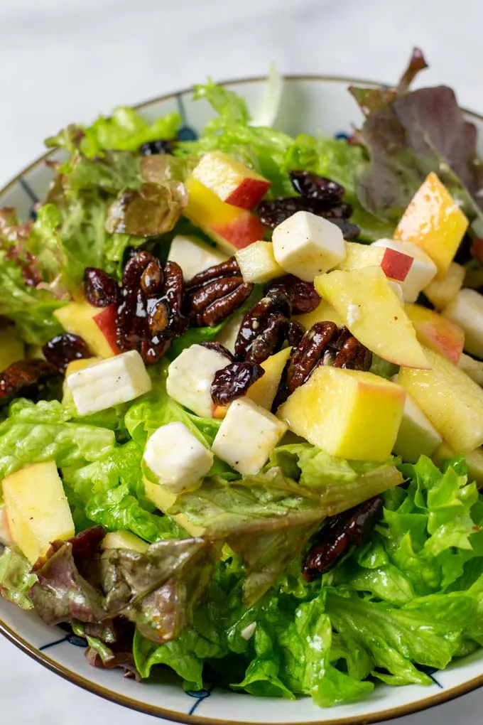 Closeup of the Apple Salad in a serving bowl.