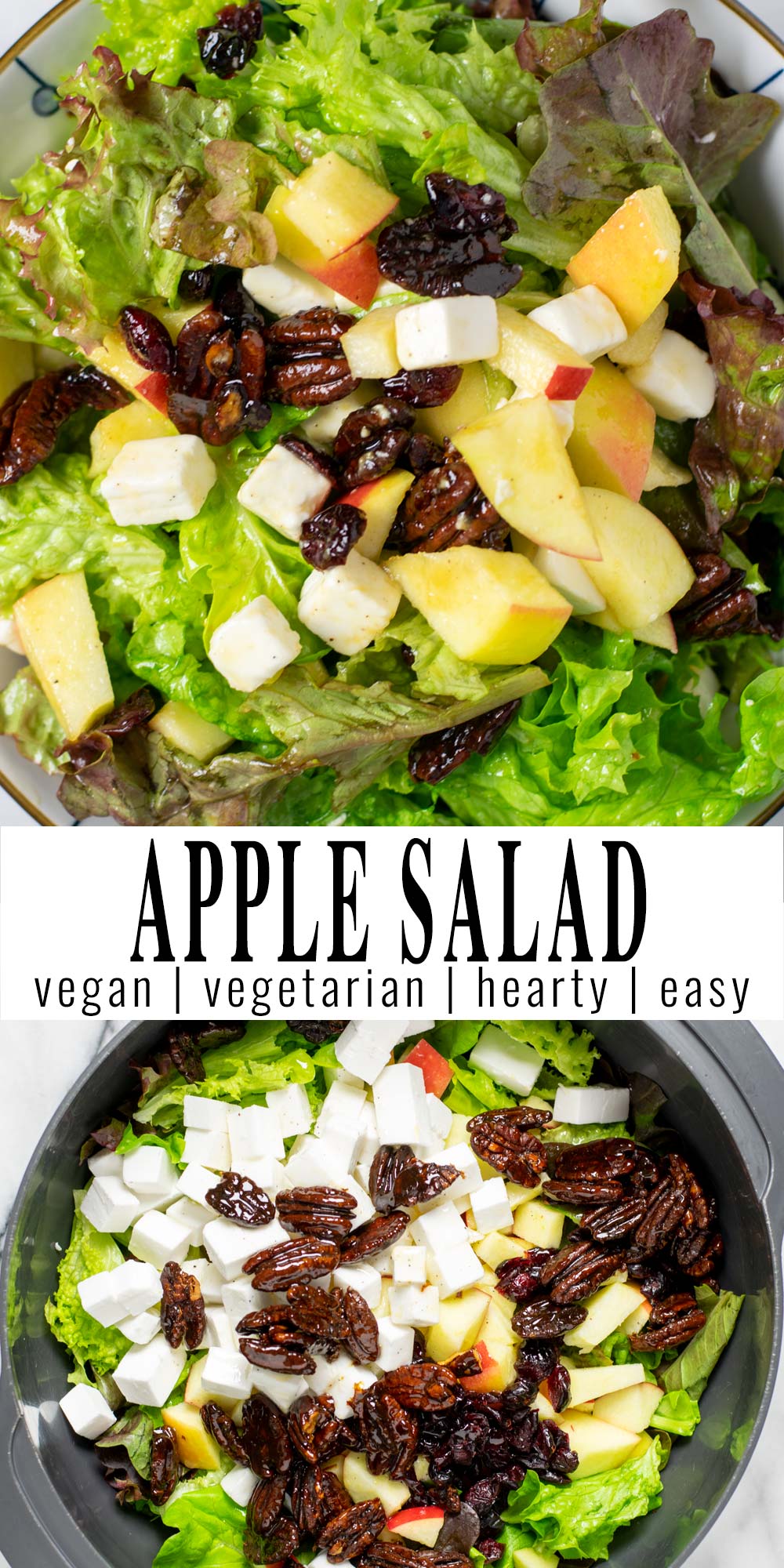 Collage of two pictures of the Apple Salad with recipe title text.