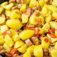 View of a pan full of the Potato Hash.