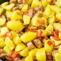 View of a pan full of the Potato Hash.