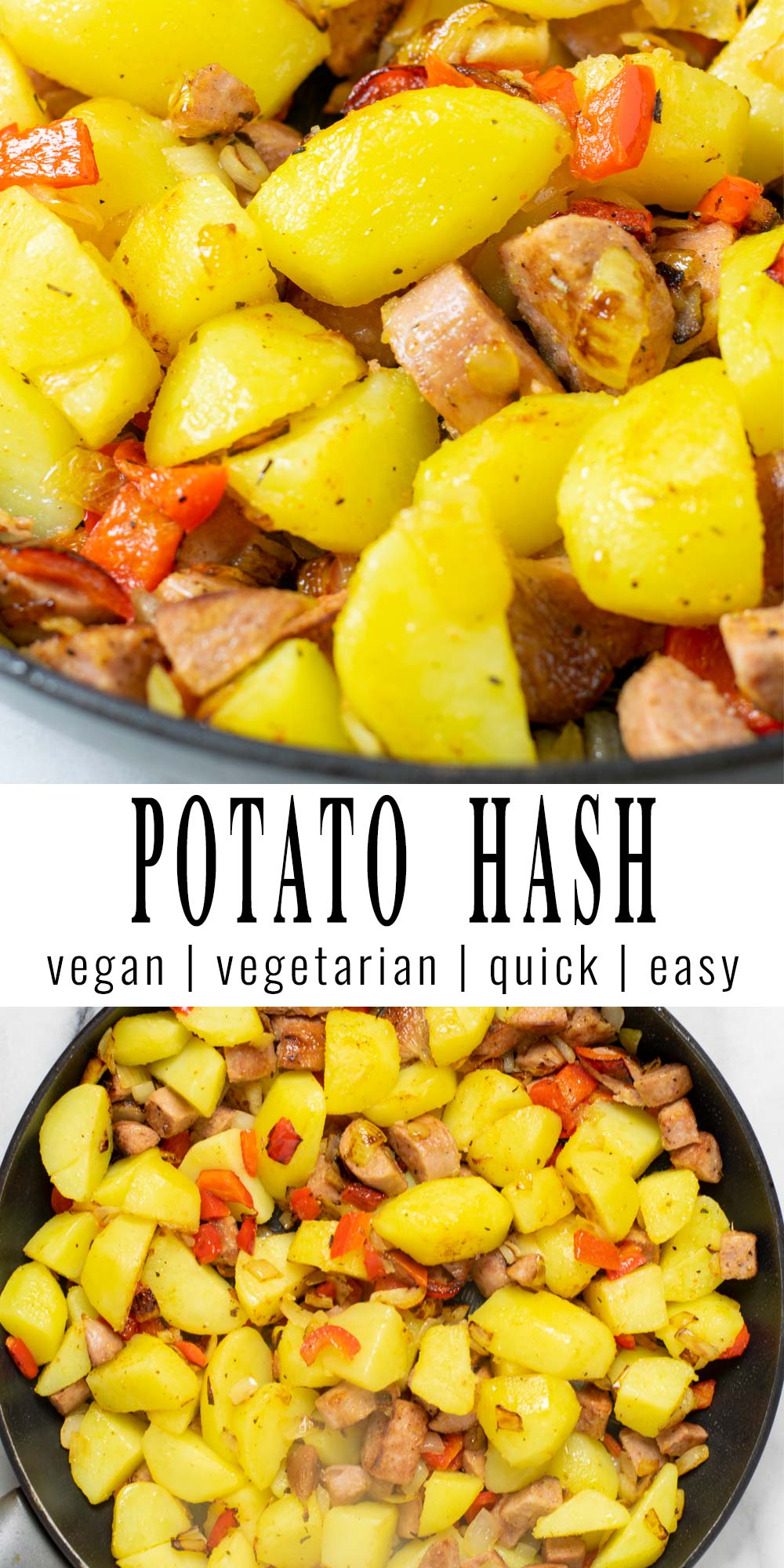 Collage of two pictures of this Potato Hash with recipe title text.