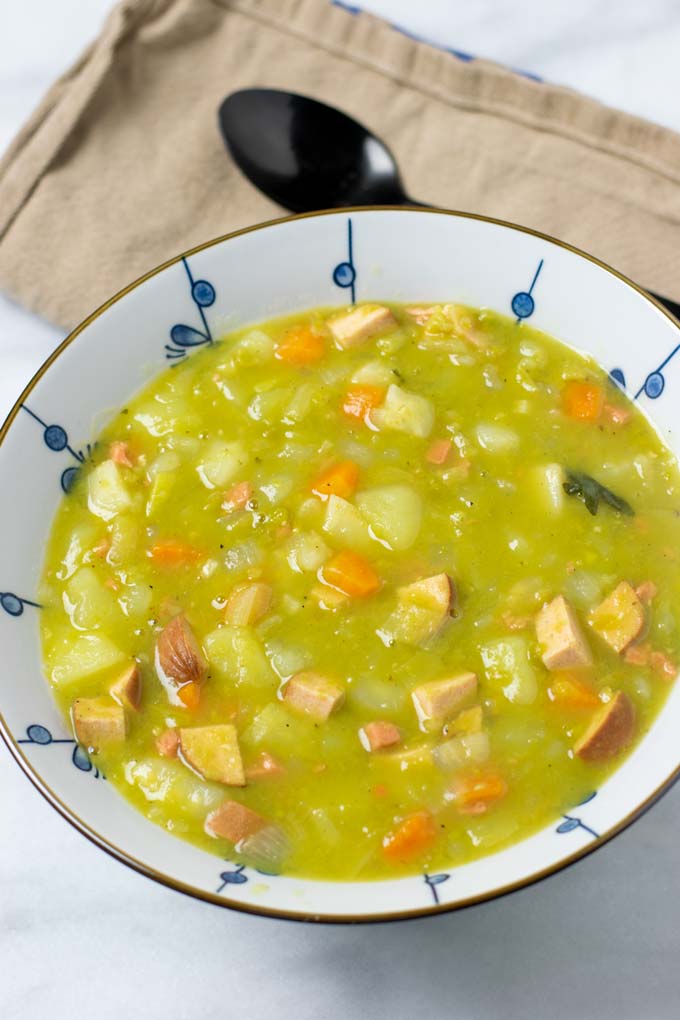 Split Pea Soup in a large serving bowl.