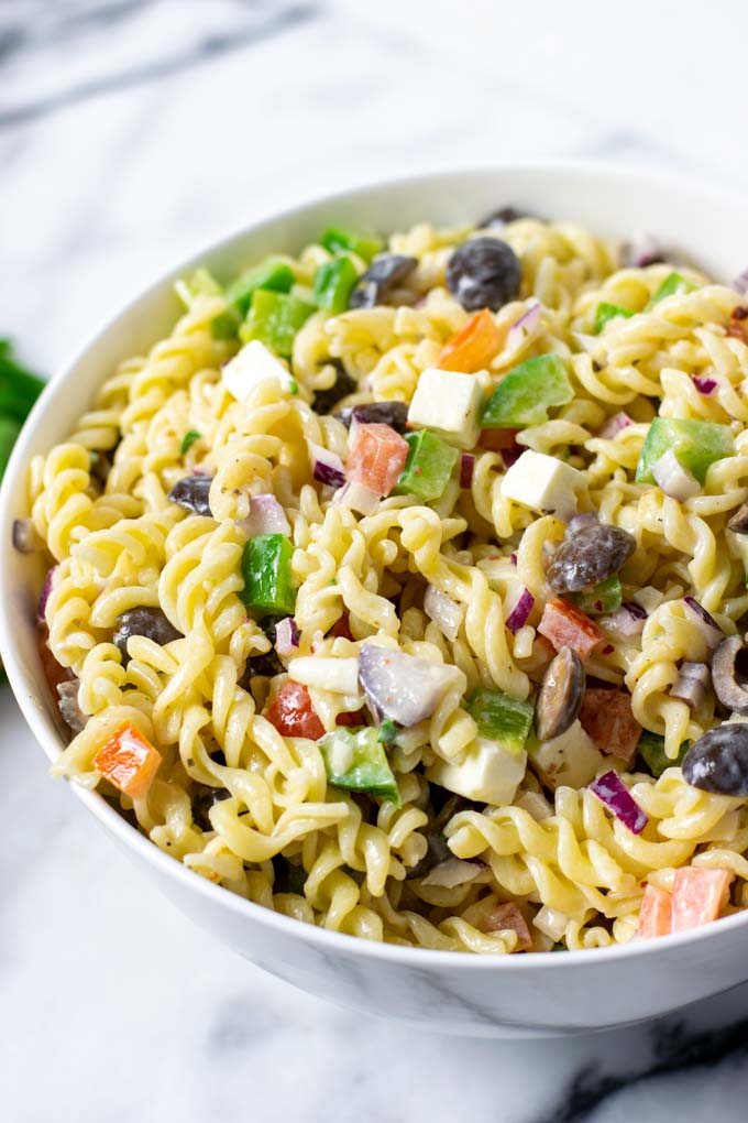 Easy Pasta Salad in a large serving bowl.
