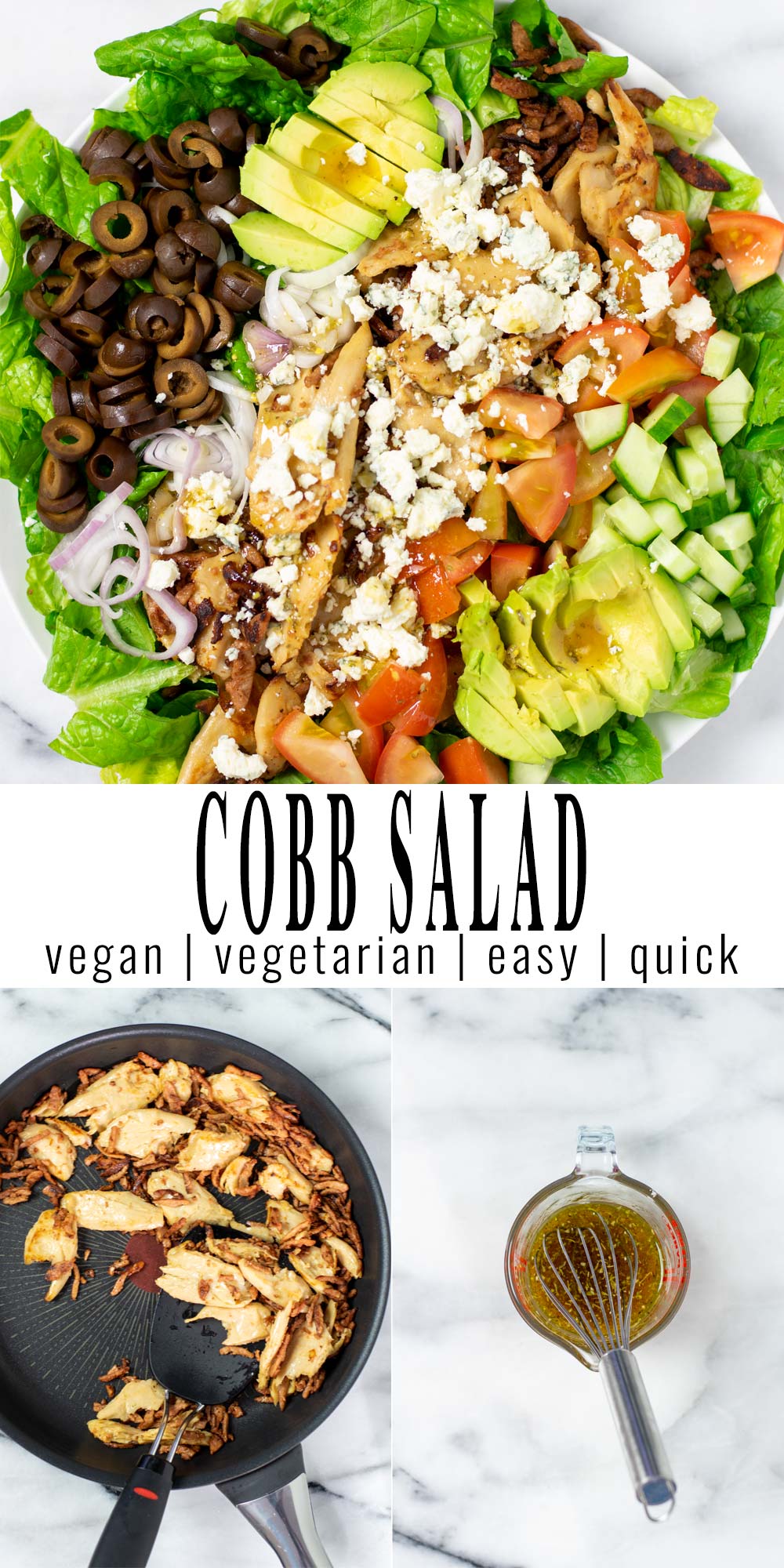 Collage of two pictures of the Cobb Salad with recipe title text.