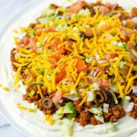 View of a large serving plate with the Taco Dip.