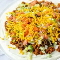 View of a large serving plate with the Taco Dip.