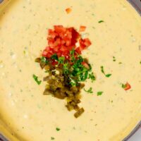 Queso Dip is ready to be served.