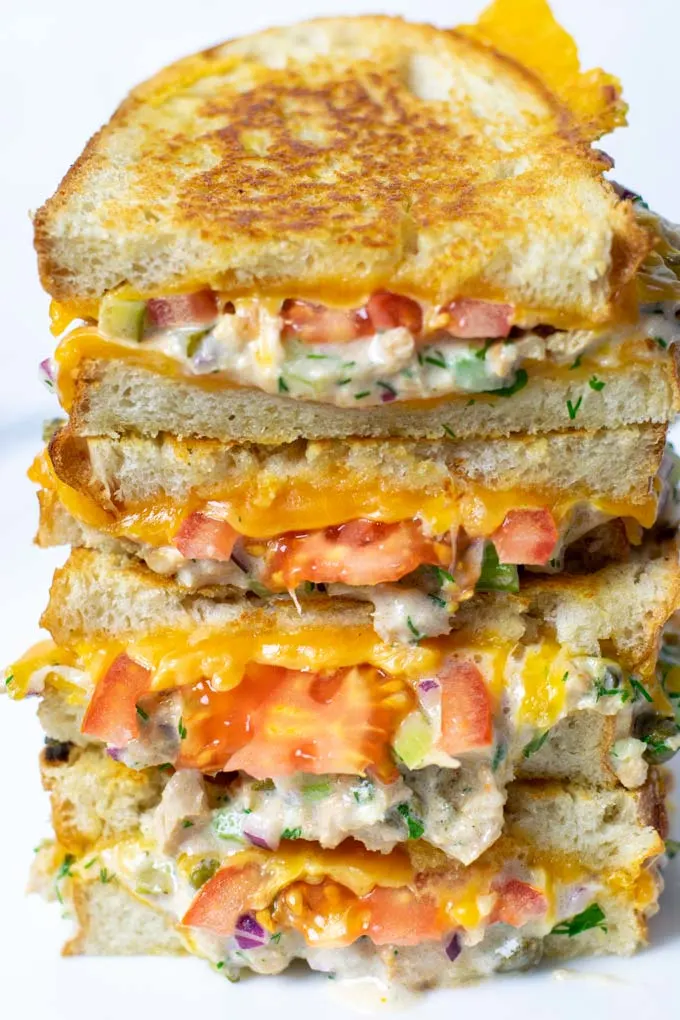 A large tote of Tuna Melt sandwiches.