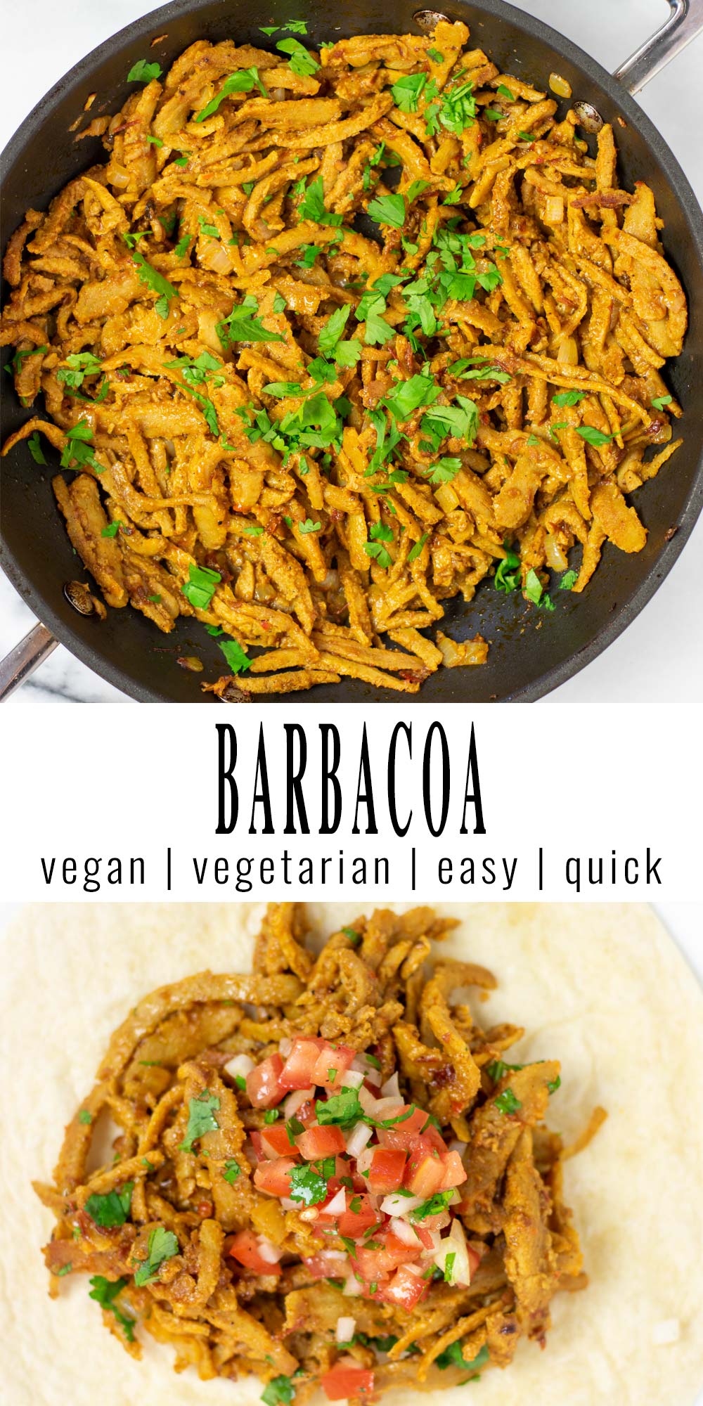 Collage of two pictures of Barbacoa with recipe title text.