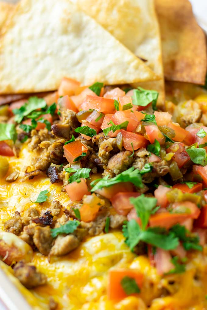 Queso Fundido is served with handmade tortilla chips.