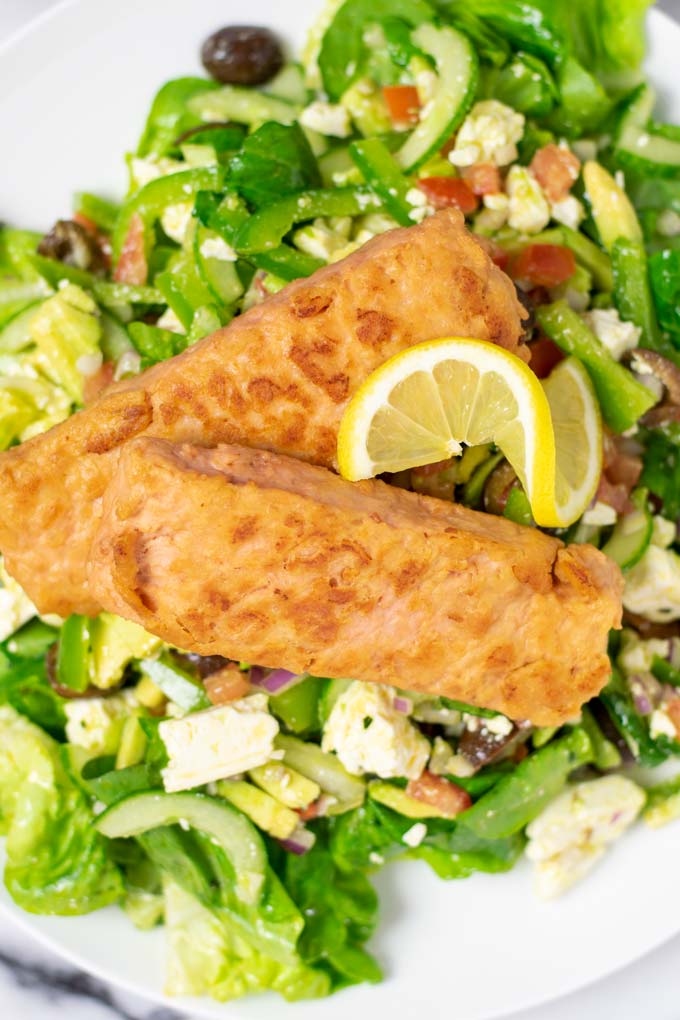 Closeup of the Salmon Salad on a serving plate.