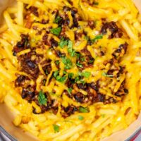 Closeup on Chili Cheese Fries.