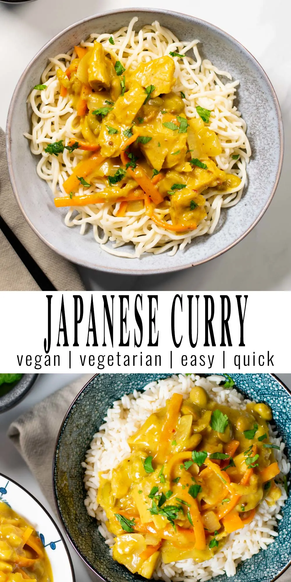Collage of two photos of the Japanese Curry with recipe title text.